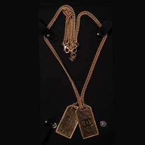 Chanel Antique Gold colored Rue de Cambon Dog Tags